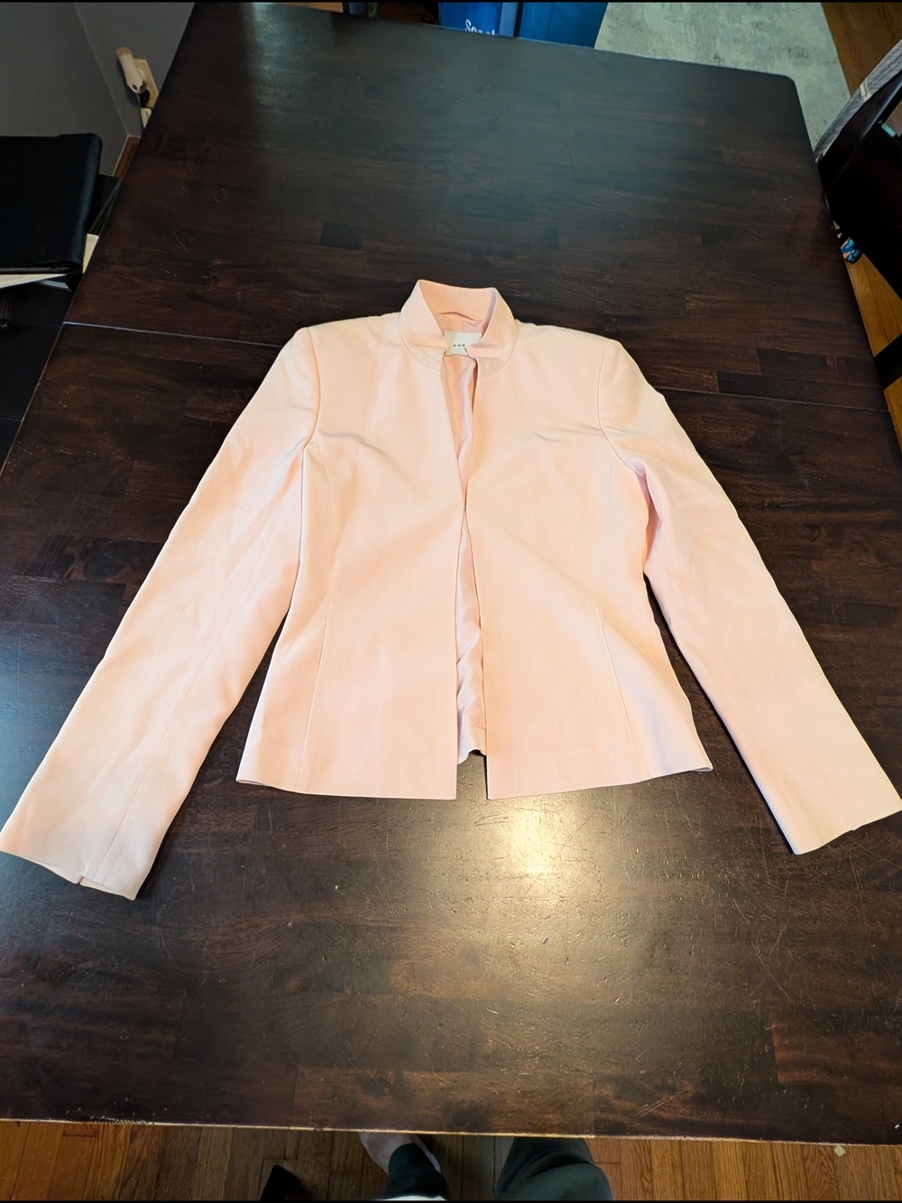 Akris VTG Light Pink Structured 100% Silk Jacket - Open-Front Blazer, Women's 6